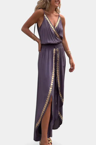 Olivia | Einzigartiger Jumpsuit mit goldenen Details und Beinschlitz