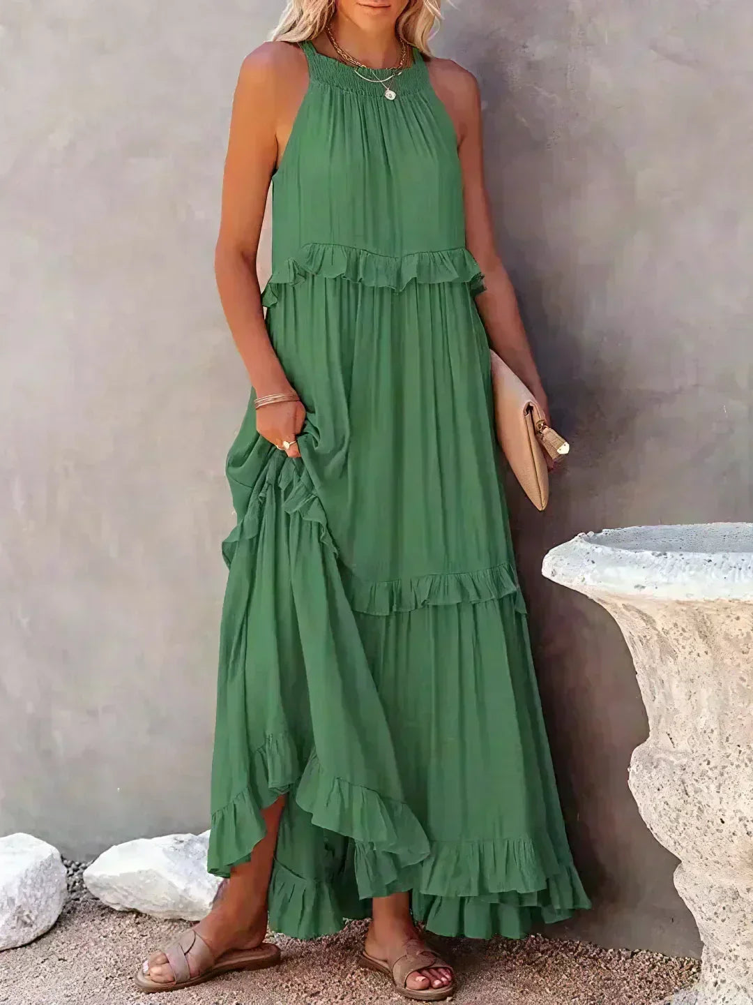 Lou | Elegantes ärmelloses Kleid mit Rüschen