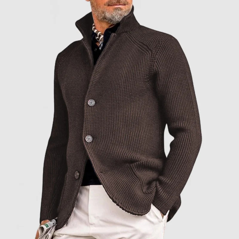 Herren-Strickjacke mit Stehkragen
