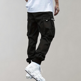 Herren Cargo Jogginghose – Lila Streetwear-Hose mit Reißverschlusstaschen &amp; Bündchen