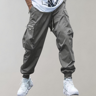 Herren Cargo Jogginghose – Lila Streetwear-Hose mit Reißverschlusstaschen &amp; Bündchen