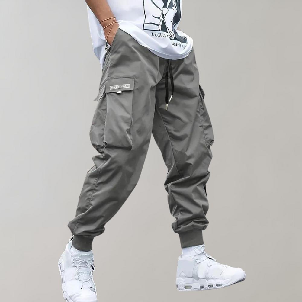 Herren Cargo Jogginghose – Lila Streetwear-Hose mit Reißverschlusstaschen &amp; Bündchen