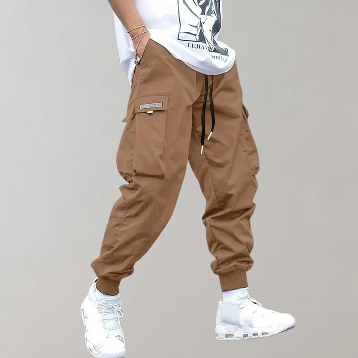 Herren Cargo Jogginghose – Lila Streetwear-Hose mit Reißverschlusstaschen &amp; Bündchen