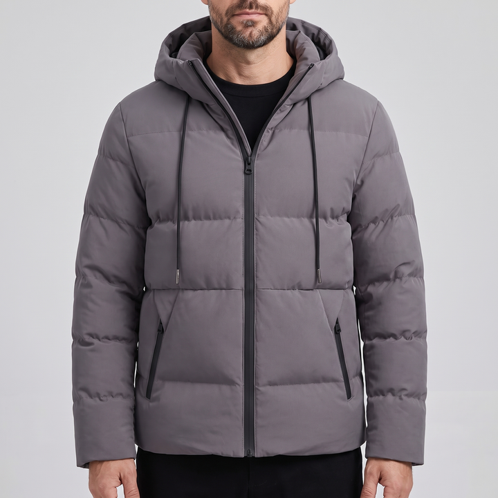 Gefütterte Herrenjacke mit Kapuze