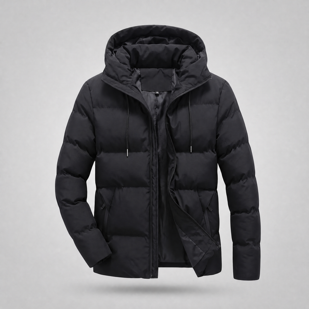 Gefütterte Herrenjacke mit Kapuze