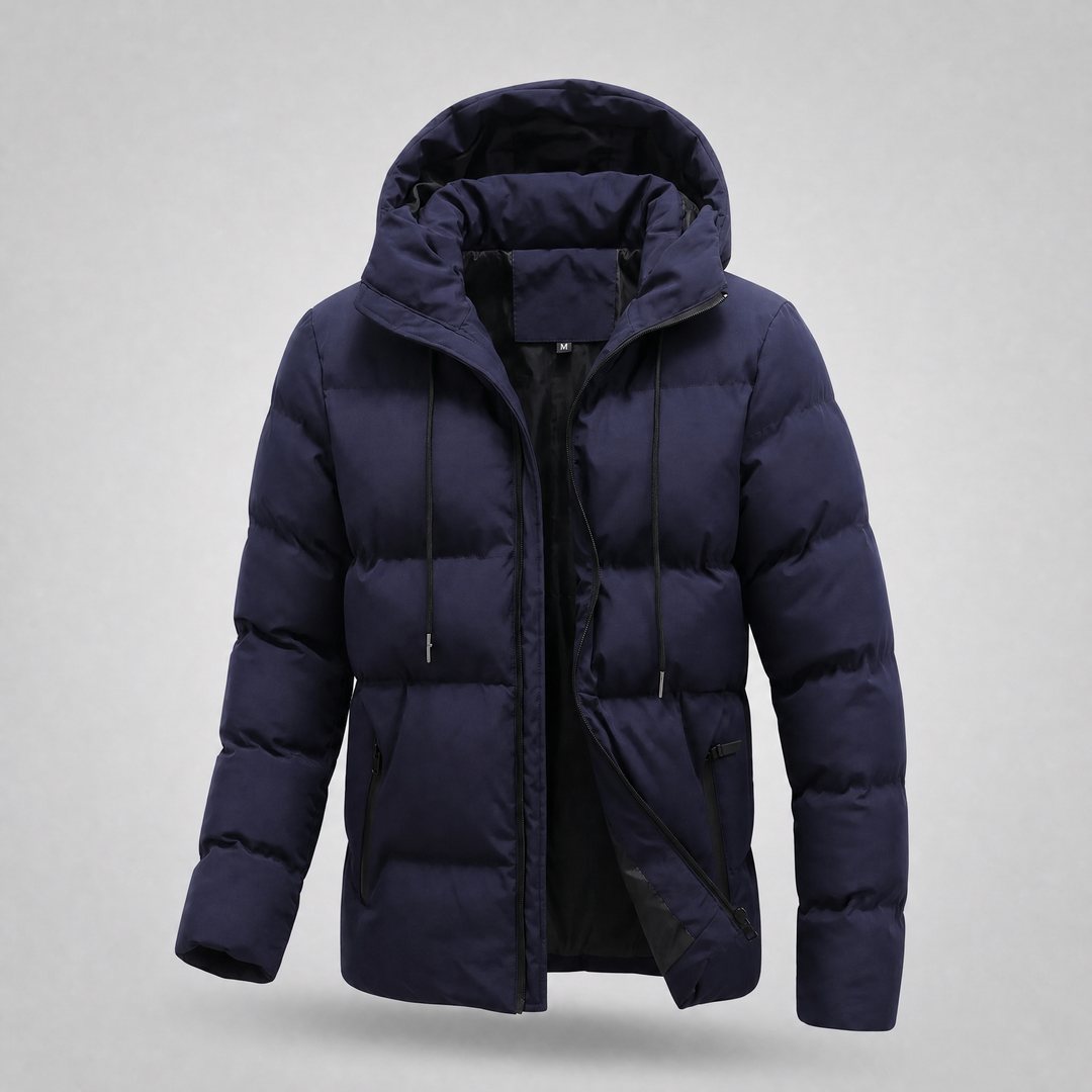 Gefütterte Herrenjacke mit Kapuze