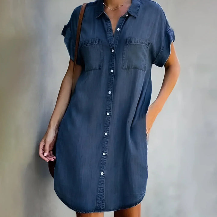 Andrea | Entspanntes Hemdkleid mit Knopfverschluss