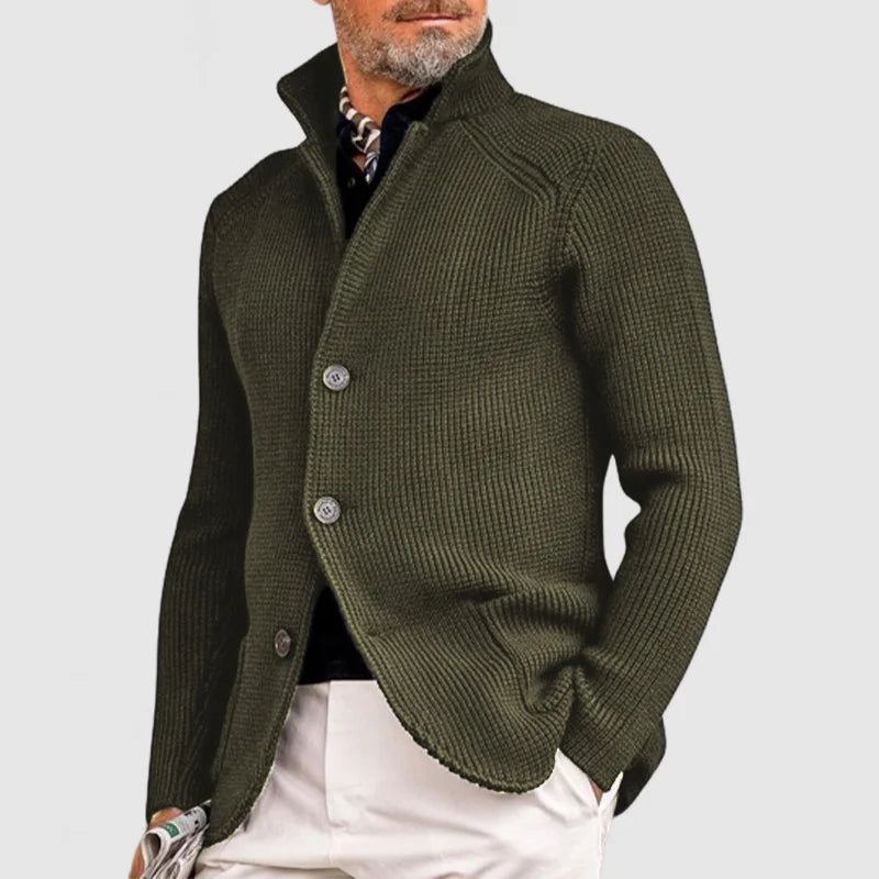 Herren-Strickjacke mit Stehkragen