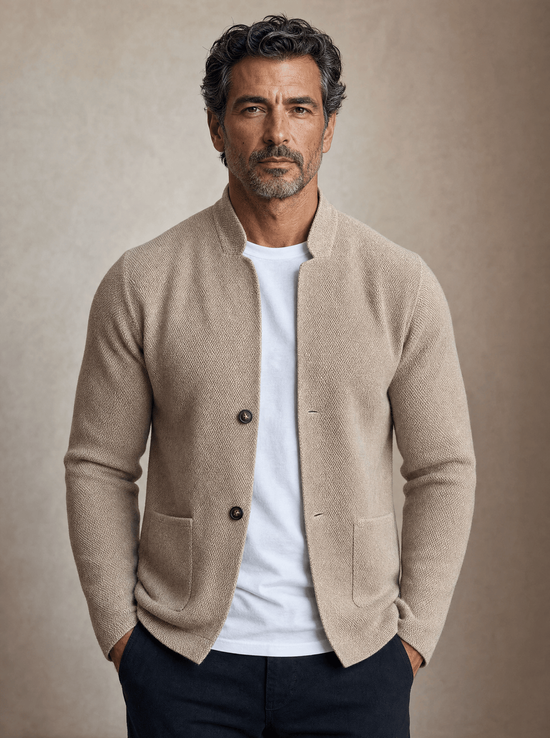 Strickblazer für Herren mit Stehkragen