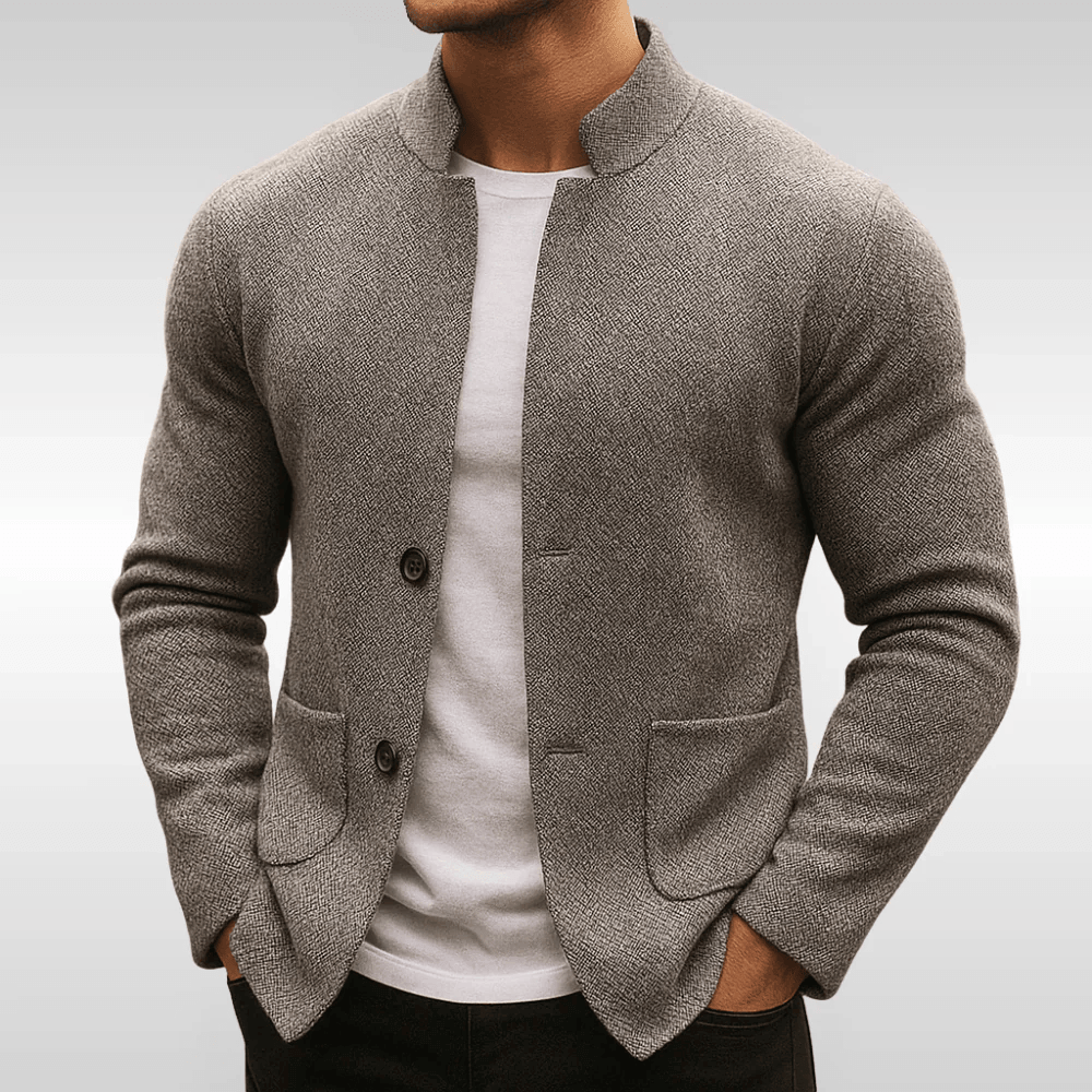 Strickblazer für Herren mit Stehkragen